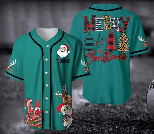 Discover Merry Christmas Personalize Name Baseball Jersey