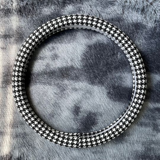 Discover Black White Fashion Steering Wheel Cover,  Fabric Car Accessories