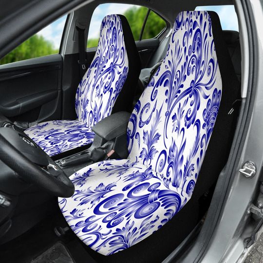 Discover Blue Doodle Paisley Pattern Car Seat Covers