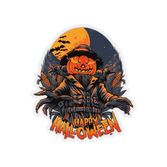 Discover Halloween sticker, Horror Scarecrow stickers