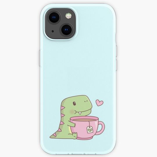 Discover Cute Little Dino Hugging Teacup iPhone Case