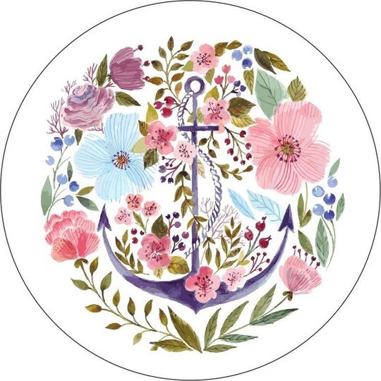 Discover Anchor Flowers White Spare Tire Cover