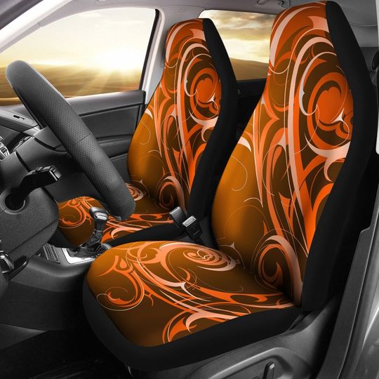 Discover Orange Tribal Abstract Swirls Print Car Seat Covers