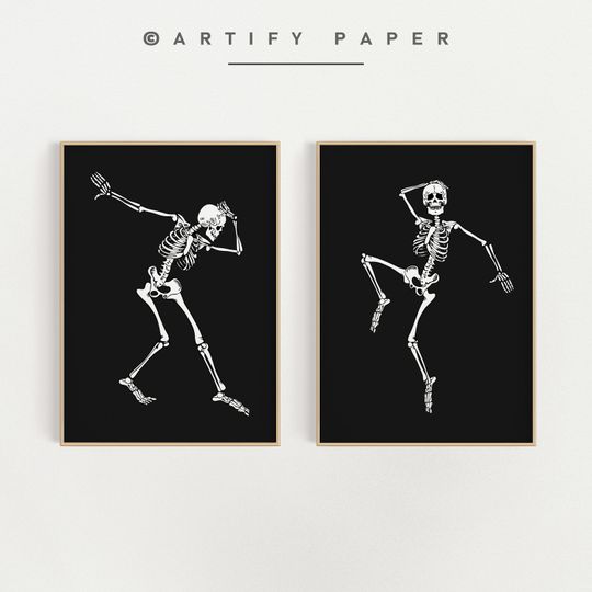Discover Dancing Skeleton Poster, Funny Skeleton Poster, Halloween Poster