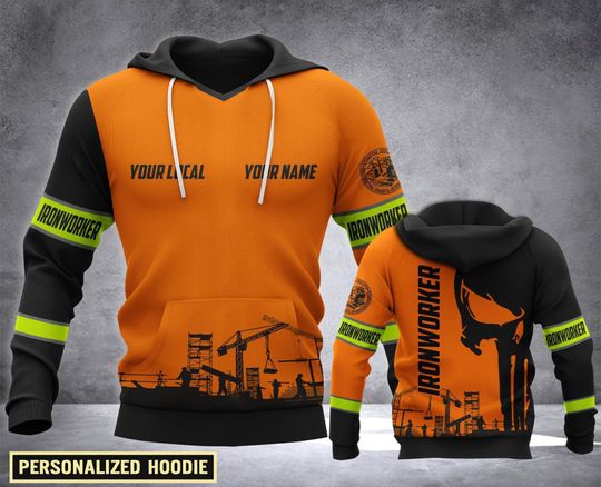 Discover Men's Personalized Ironworker Your Local Name 3D Pullover All Over Print Hoodie