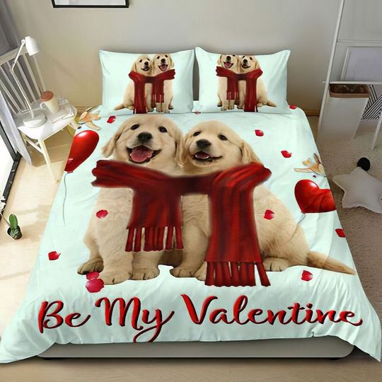 Discover Be My Valentine Golden Retriever Couple Christmas Bedding Sets