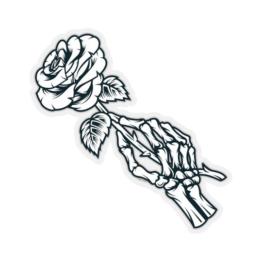 Discover Skeleton Hand Rose Sticker