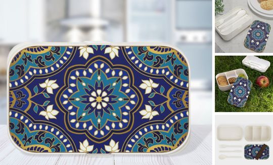 Discover Adult Lunch Box, Blue print Bento Lunch Box