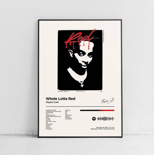 Discover Whole Lotta Red / Playboi Carti / Album Tracklist Poster Print