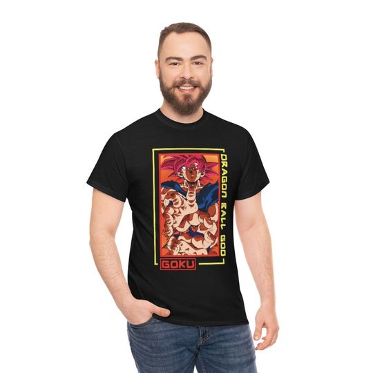 Discover Super Saiyan God Goku DBZ Heavy Cotton Tee T Shirt