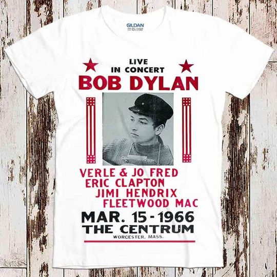 Discover Bob Dylan 66 Gig Concert Centrum Poster Tee Top Unisex ladies Vintage 8215