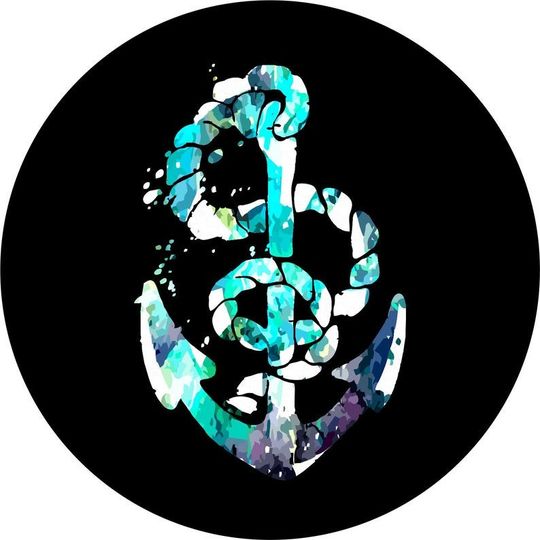 Discover Teal & Purple Tie Dye Anchor Spare Tire Cover