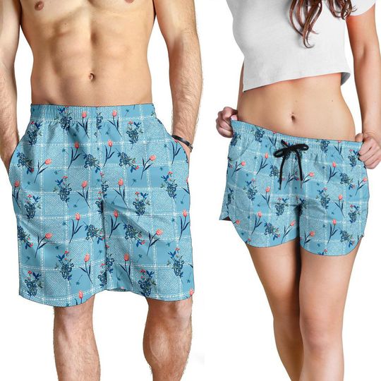 Discover Tulip Flower Shorts - Tulip Pattern Swim Shorts