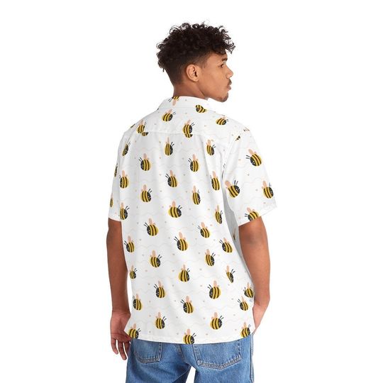 Discover Button Down Short Sleeve Casual Shirt Happy Bees