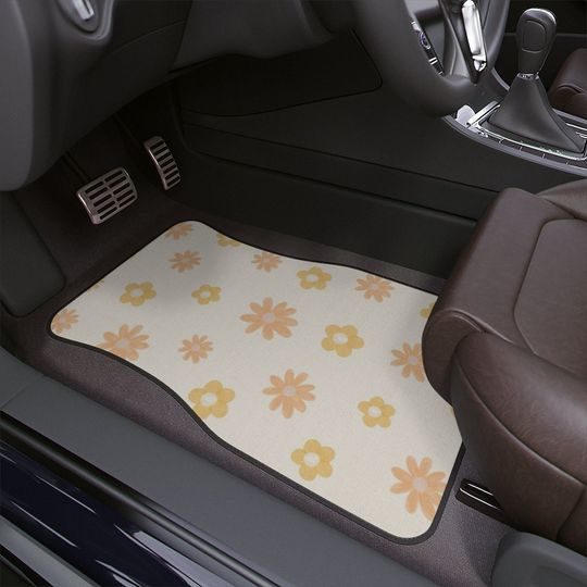 Discover Boho Car Mats, Aesthetic Y2K Orange Daisy