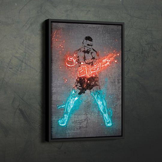 Discover Mike Tyson Poster Neon Splash Boxing  Canvas