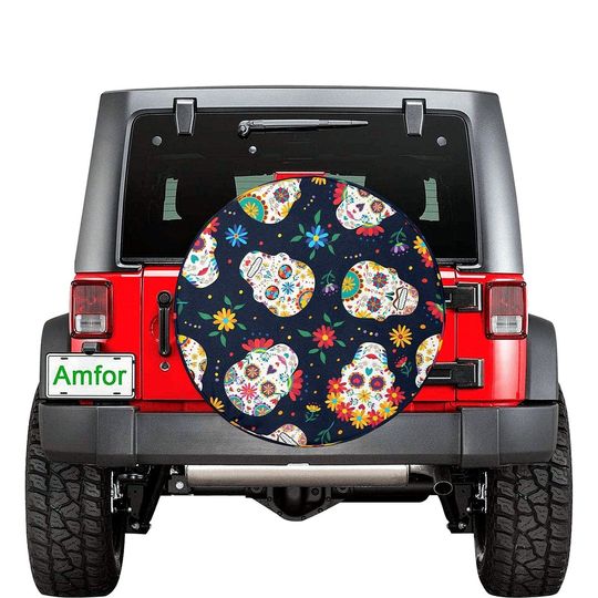 Discover Sugar Skulls Floral Spare Tire Cover