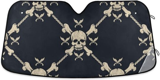 Discover Pirate Skulls Car Sunshade Windshield Sun Shade Window Sunshades Accordion Foldable Sun Shade