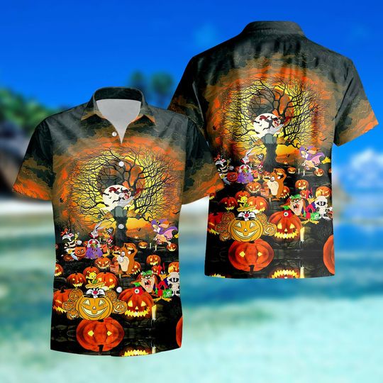 Discover Halloween Hawaiian Pumpkins Shirt, Horror Movie Halloween Hawaiian Shirt