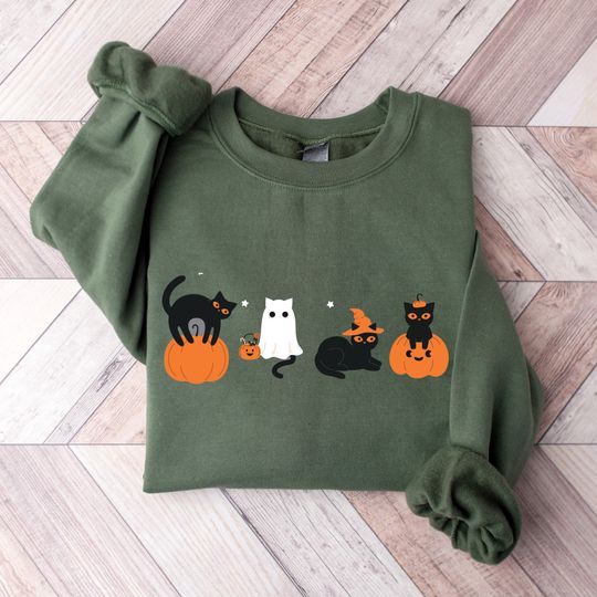Discover Halloween Ghost Cat Sweatshirt