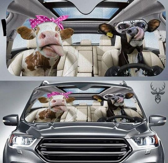 Discover Dairy Cow Couple Car Sun Shade