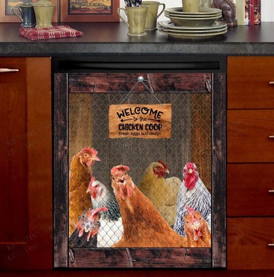 Discover Hens and Roosters in a Coop Dishwasher Cover