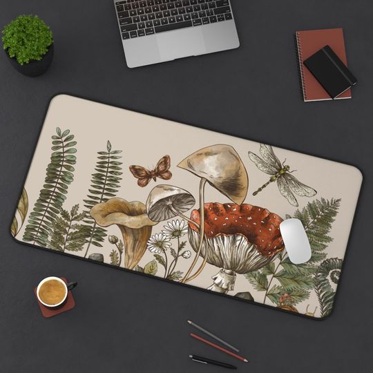 Discover Woodland Treasures Desk Mat - Amanita Mushroom Design