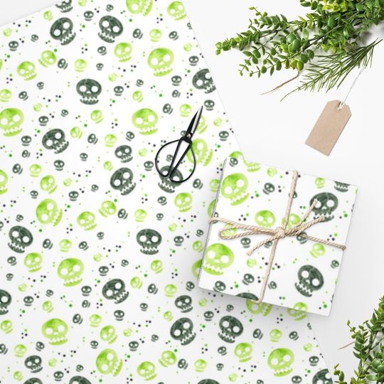 Discover Neon Skulls Halloween Gift Wrapping