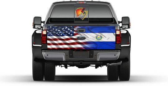 Discover American and El Salvador Flag Truck Bed Decal