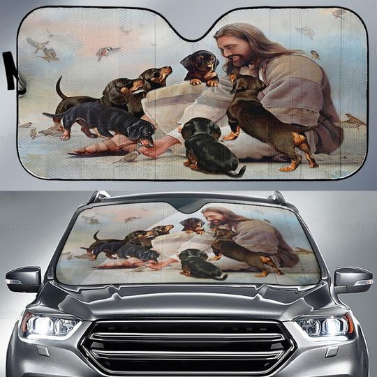 Discover Jesus And  Dachshunds Car Sunshade