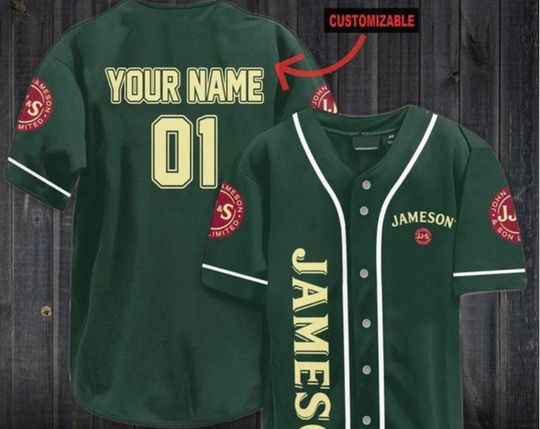 Discover Personalized Green Jameson Whiskey Baseball Jersey