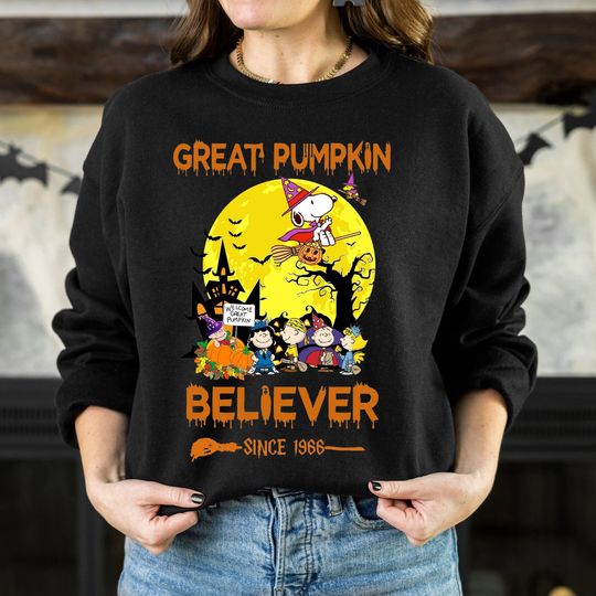 Discover Great Pumpkin Believer Since 1966 Peanut Snoopy Sweatshirt