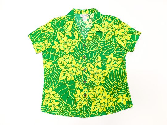 Discover Yellow  and Green Plumeria with Monstera Fern Hawaiian Shirt