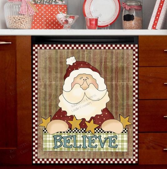 Discover Christmas Prim Country Santa Claus Dishwasher Cover