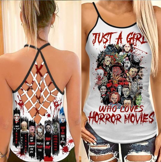 Discover Just A Girl Who Loves Horror Movies Criss Cross Tank Top