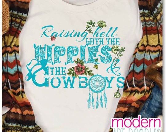 Discover Raising Hell with the Hippies and the Cowboys Country UnisexT-shirt