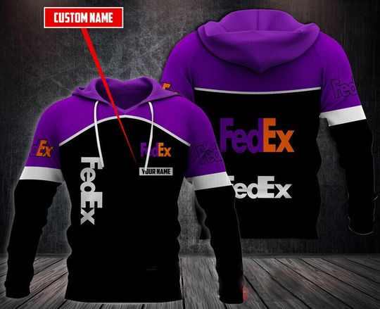 Discover FedEx Express Puple half black custom name 3D Hoodie