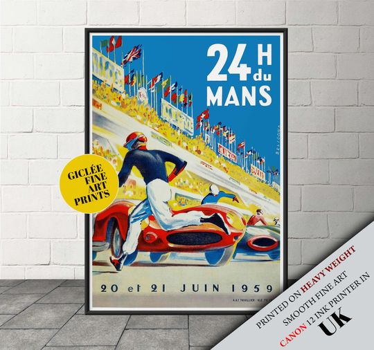 Discover Vintage 1959 Le Mans Motor Racing Poster