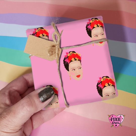 Discover Frida Gift Wrap in Pink, Stylish Frida Kahlo Print