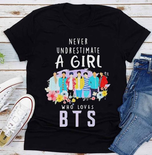 Discover Never Underestimate A Girl Who Loves BTS shirt