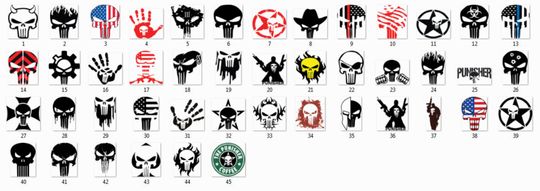 Discover Cut files, cut, bundle layered SVG, Skull Punisher Sticker