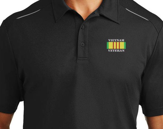 Discover Vietnam Veteran Embroidered Ribbon Performance Golf Polo