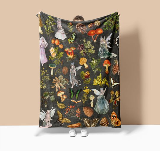 Discover Fairycore Blanket, Vintage Forest Fairies Blanket