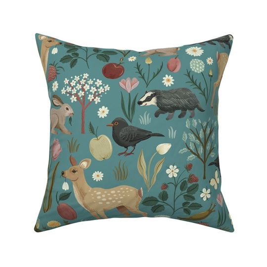 Discover Woodland Animals Throw Pillow