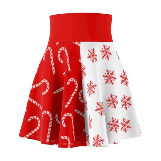 Discover Candy Cane and Snowflake Christmas Skater Skirt