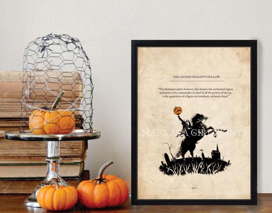 Discover The Legend of Sleepy Hollow, Rustic Halloween Poster, Farmhouse Poster