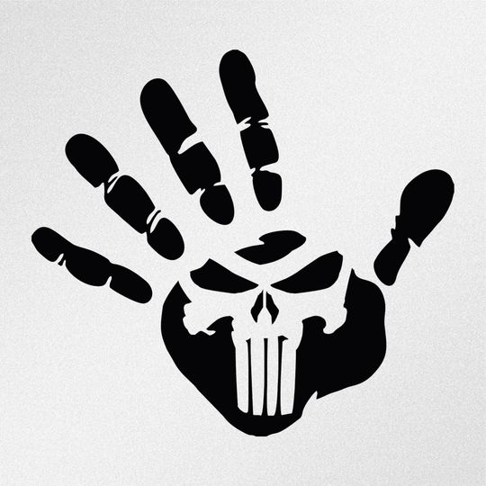 Discover Handprint Punisher Skull Vinyl Decal Sticker
