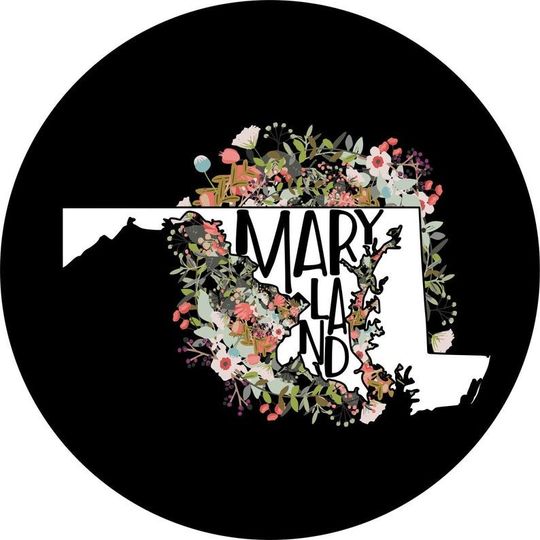 Discover State Of Maryland Outline Flowers Spare Tire Cover