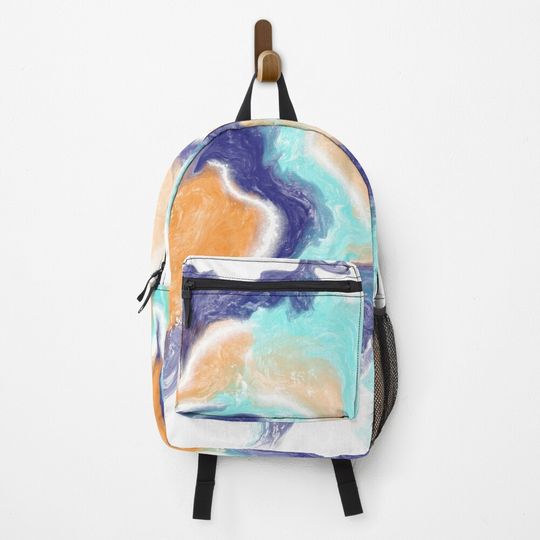 Discover Orange Acrylic Pour Backpack
