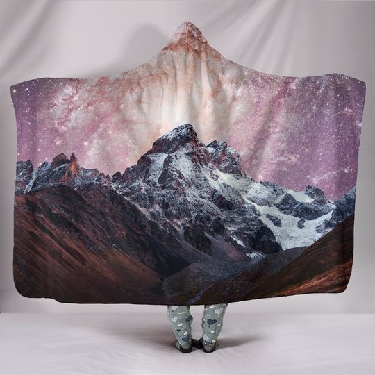 Discover Starry Sky Mountain, Hooded Blanket, Sherpa Blanket